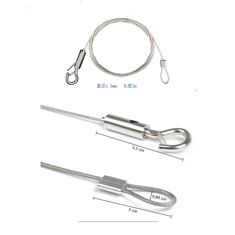 Picture Hanging Rope WireStainless Steel Wire with Loop and Hook 1.5 mmx2 m Heavy Duty Frame Hanger Rope