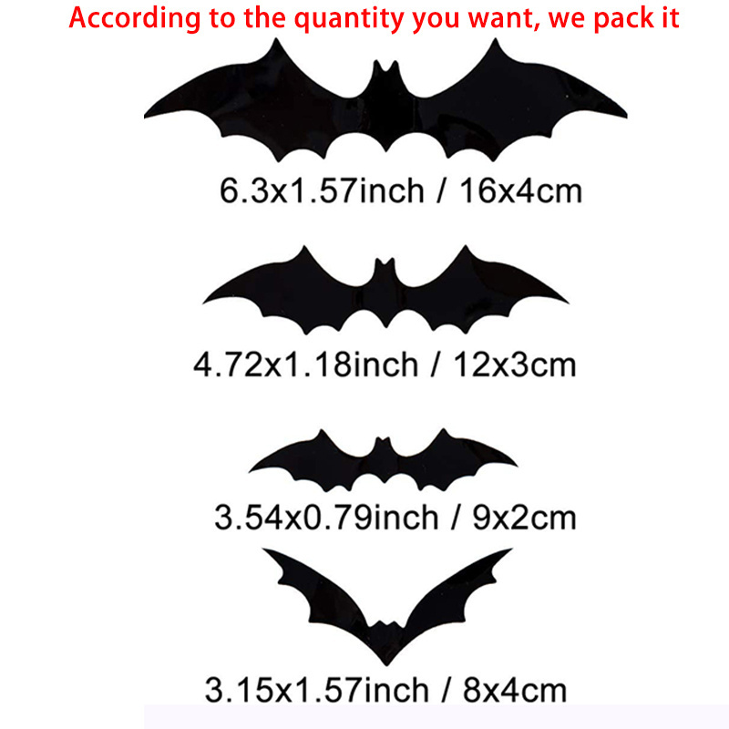 Wholesale Halloween Decoration Party Supplies PVC 3D Decorative Scary Bats Wall Decal Wall Sticker Set