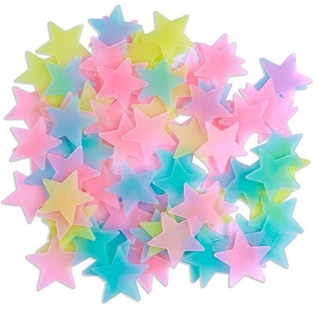 custom eco-friendly fluorescent 3D moon stars designs high light glow wall sticker decorative night glowing stickers in dark