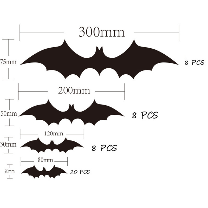 84pcs Halloween Bats Decorations Wall Decorations Bat Stickers Wall Decals PVC 3D Wall Bats Scary Stickers Halloween Party