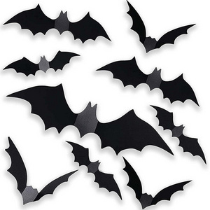 Wholesale Halloween Decoration Party Supplies PVC 3D Decorative Scary Bats Wall Decal Wall Sticker Set