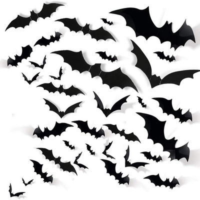 84pcs Halloween Bats Decorations Wall Decorations Bat Stickers Wall Decals PVC 3D Wall Bats Scary Stickers Halloween Party