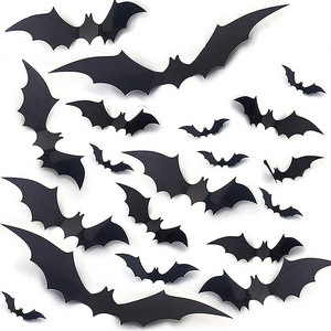 120pcs Halloween Bats Decorations PVC 3D Wall Bats Scary Stickers Halloween Party Decorations Indoor Outdoor Home Window