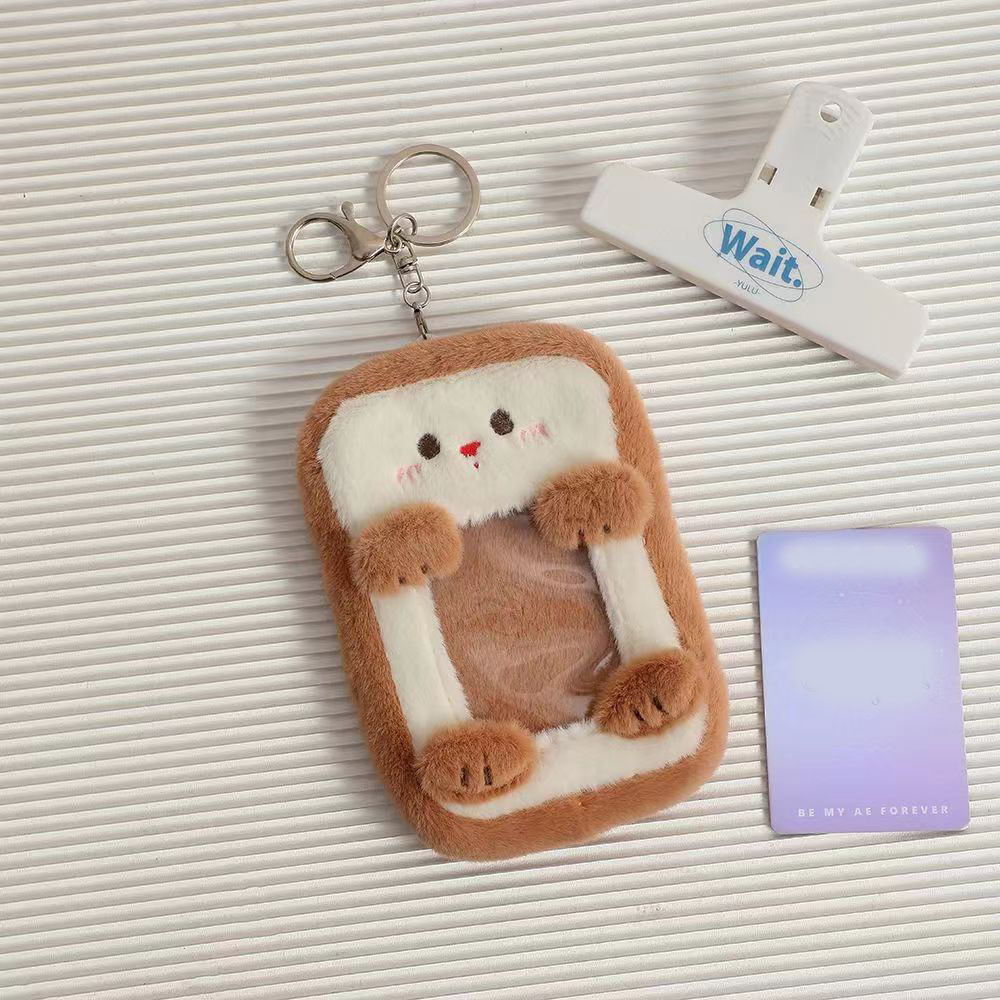 fabric animals fluffy photocard holder keychain doll plush fabric card holder