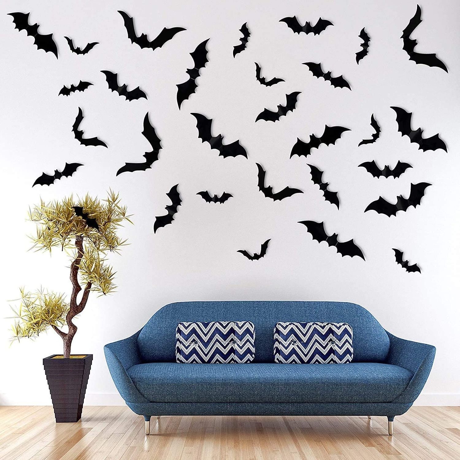 120pcs Halloween Bats Decorations PVC 3D Wall Bats Scary Stickers Halloween Party Decorations Indoor Outdoor Home Window