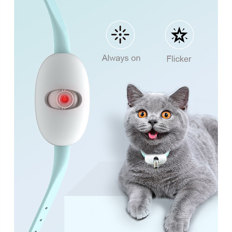 New Custom 2023 Fun Pet Collar Toy Interactive Robotic Cat Pet Laser Collar Toy Cat Teaser