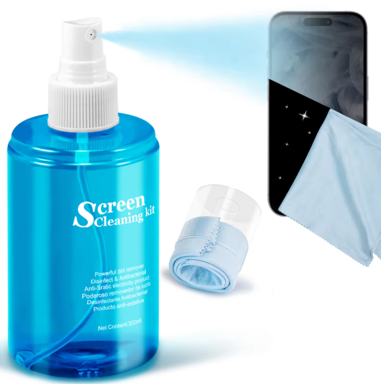 OEM ODM 200ml Screen Cleaning Cloth Spray 2 in 1 Computer Laptop TV Screen Cleaner Spray with Microfiber Cloth