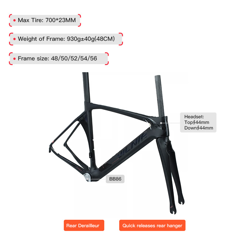 new product 2023 custom carbon fibre bike Bike Frame Carbon T700 Road U-brake single speed carbon frame gravel