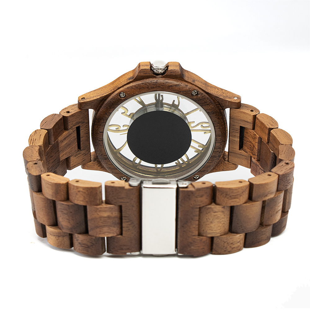 New Design Nature Tree Wood Made See Through Hollow Dial Quartz Watch