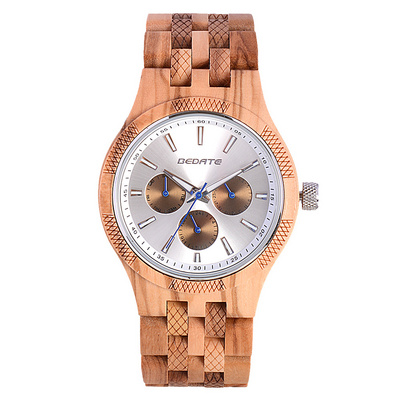 New timepiece chronograph wood men wrist watch olive wood watch with water resistant movement