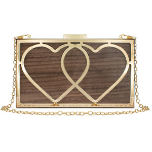 Real Wooden Bags for Women Wallets Clutch Bag Fashion Women's Purse Special Design Party Handbag with Metal Frame Clutch Purse