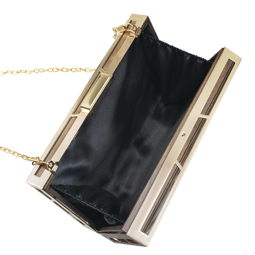 Real Wooden Bags for Women Wallets Clutch Bag Fashion Women's Purse Special Design Party Handbag with Metal Frame Clutch Purse