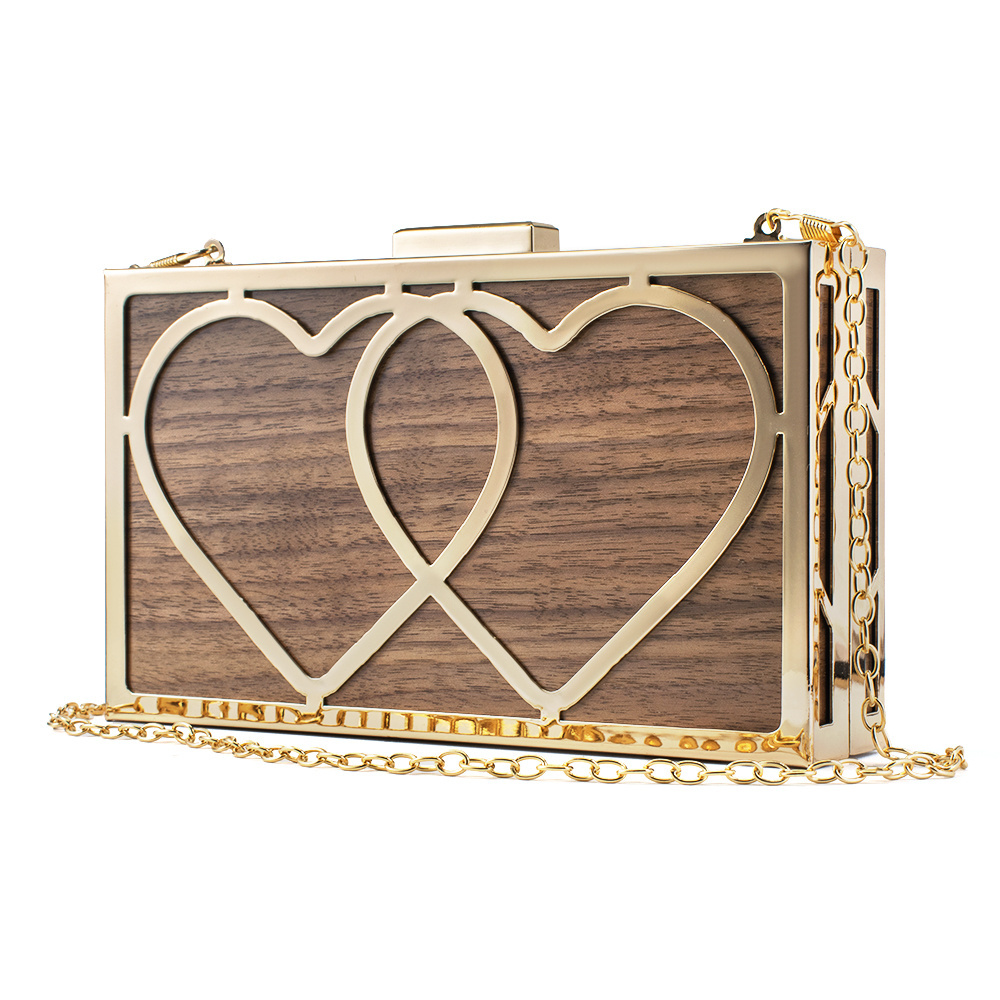 Real Wooden Bags for Women Wallets Clutch Bag Fashion Women's Purse Special Design Party Handbag with Metal Frame Clutch Purse