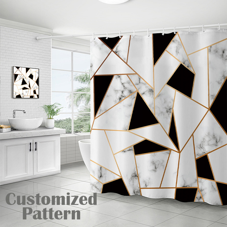 Cortinas De Banos Set Bathroom Curtain Waterproof In The Bathroom Geometric Shower Curtain Set 3d Pattern Washable