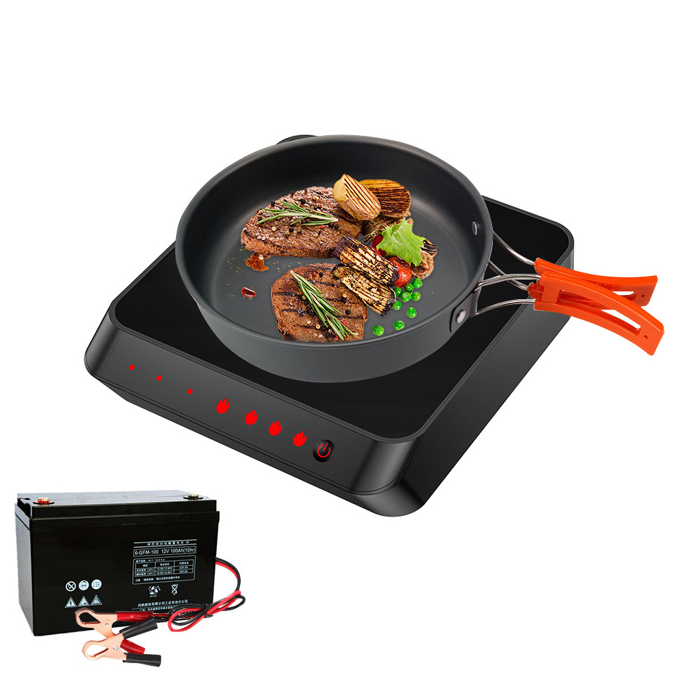 single battery powered electrical commercial solar 12v 24v 48V dc battery powered smart infrared solar induction cooker set