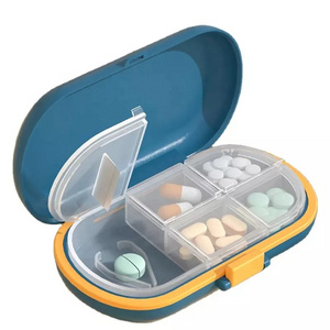 Portable Mini Tablet Pill Crusher Storage Case with Blade Mini Box Medicine Pill Tablet Cutter Splitter Pill Cutter Box