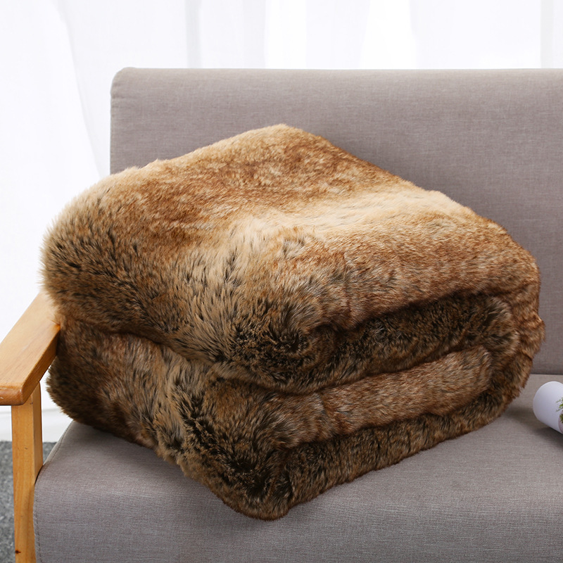 Anti-flaming Anti-Static Acrylic Artificial Fake Fur Faux Fur Throw Blanket 100% Polyester Back Side with Microfiber Micro Mink