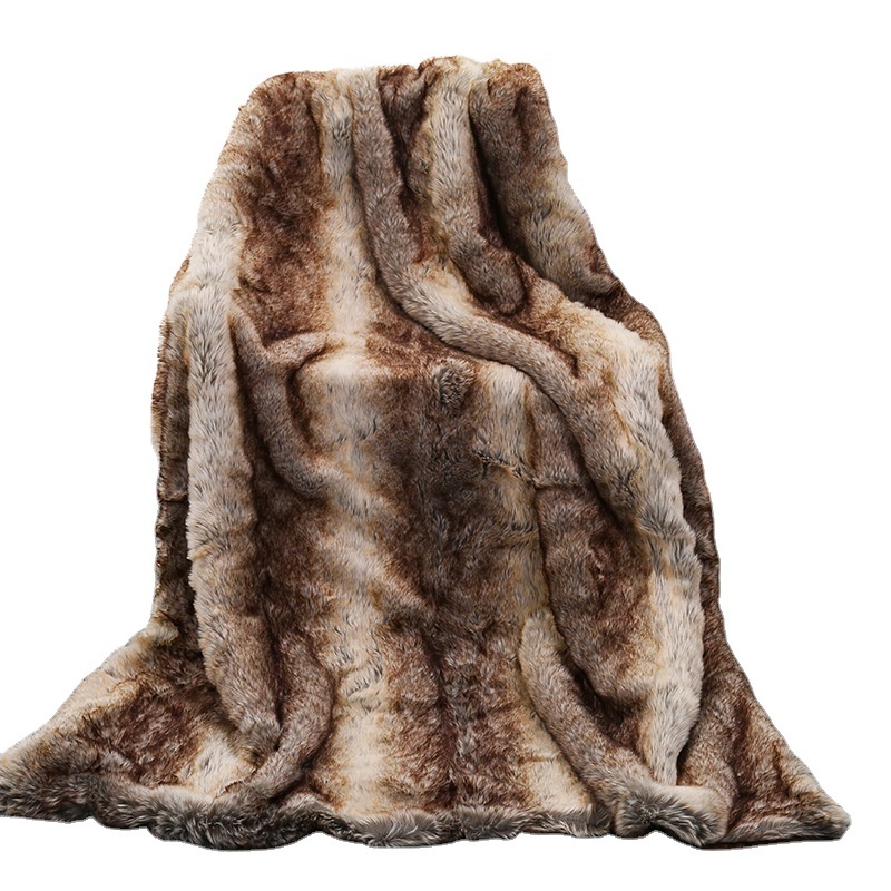 Anti-flaming Anti-Static Acrylic Artificial Fake Fur Faux Fur Throw Blanket 100% Polyester Back Side with Microfiber Micro Mink