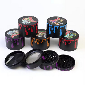 OEM ODM Custom Logo Dry 4 Layer Zinc Alloy Aluminium Smoking Pipe Grinders Metal Tobacco Herb Grinder