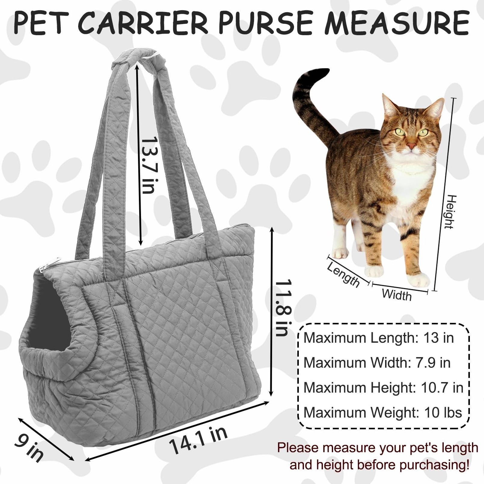 Cat Tote Bag Carrier Breathable Pet Carrier Bag Soft Sided Foldable Kittens Puppy Rabbits Shopping Travel Gray