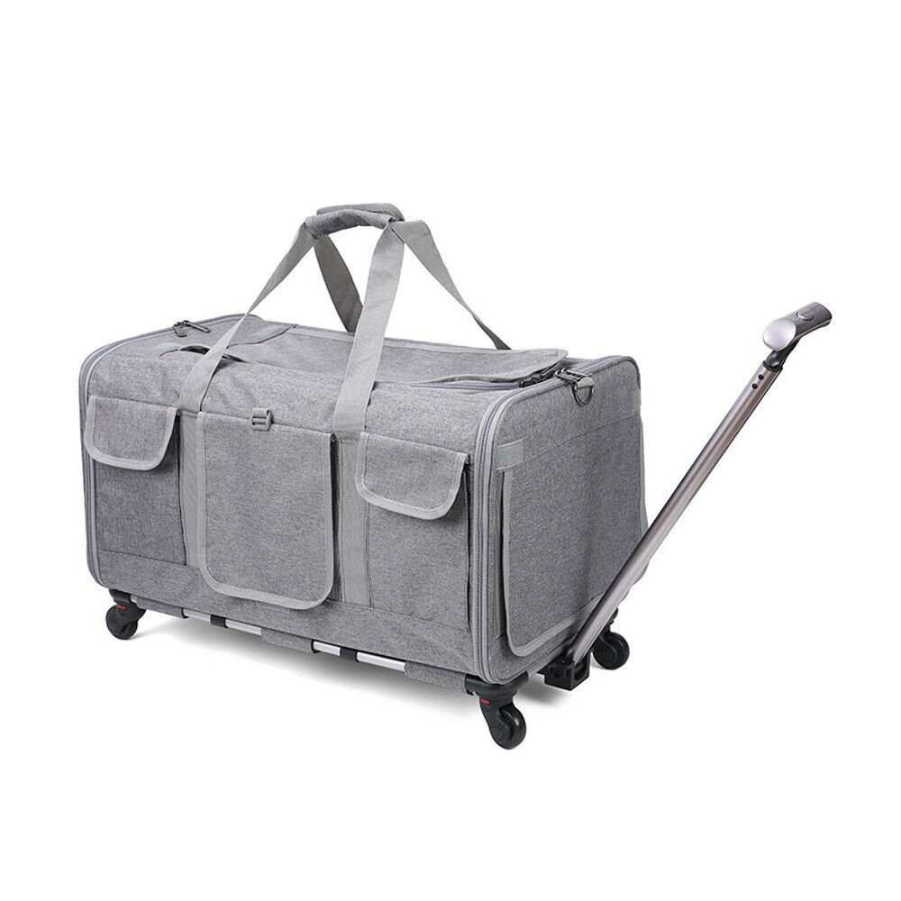 Rolling Pet Carrier Airline Approved Trolley Wheels Dog Cat Traveling Camping