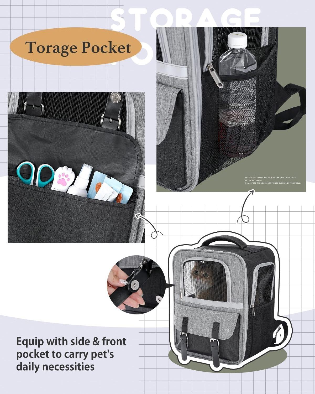 Dog Carrier Backpack for Puppy Cat Carrier and Dog Backpack with Dual Mesh Window Entrance