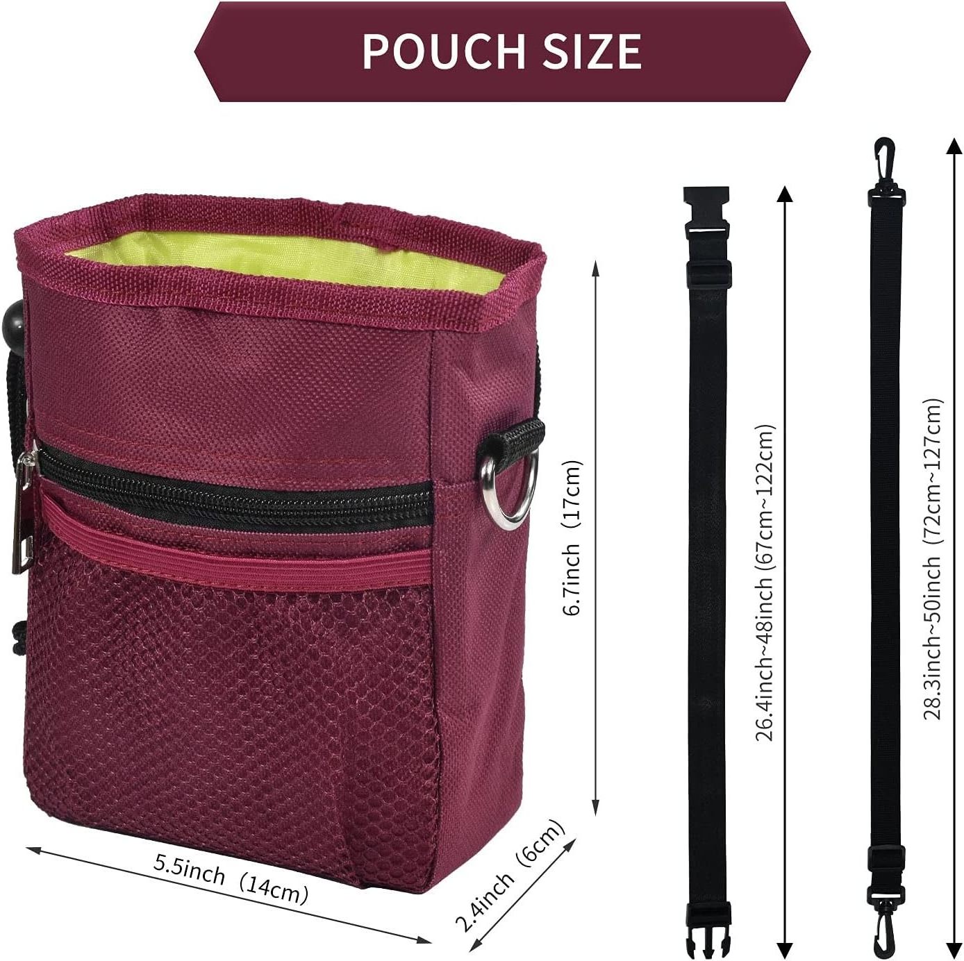 Dog Training Treat Pouch Bag with Waist Shoulder Strap 3-Way Wearable Easily Carries Pet Toys and Training Aids