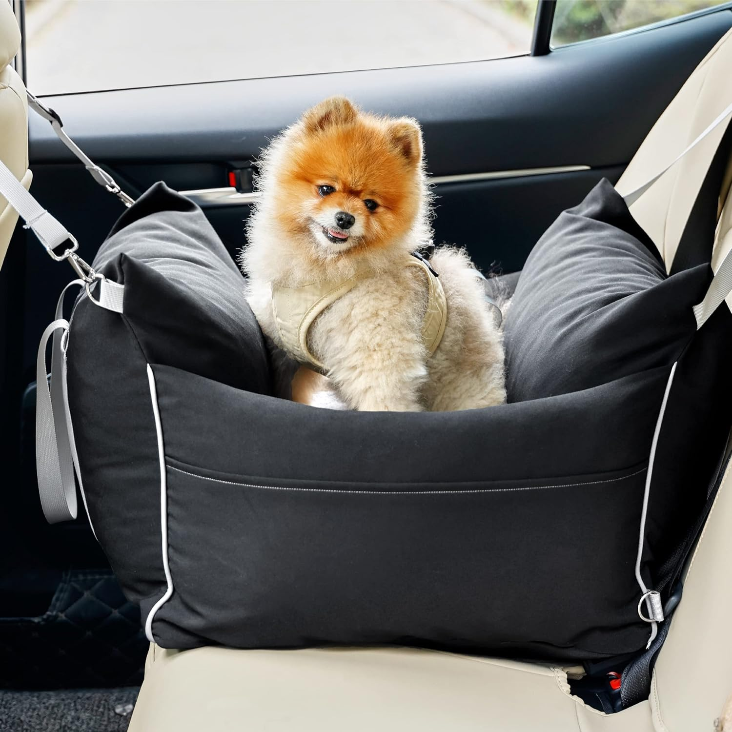 Dog Carrier For Small Pet Booster Seat Metal Frame Construction Dog Car Seat carrier bag  Robust And Waterproof Pet Car Seat