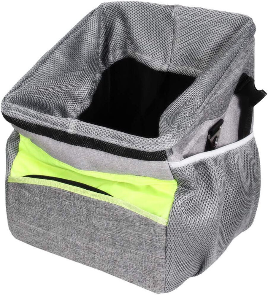 Small Pet Cat Dog Travel Bag Carrier Foldable Car Bike Folding Basket Grey/grn