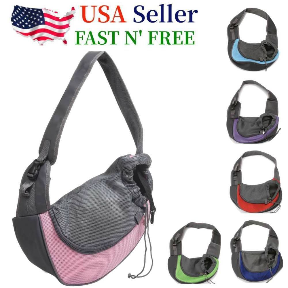 US Pet Puppy Dog Mesh Sling Carry Pack Backpack Carrier Travel Tote Shoulder Bag Premium Pet Carriers