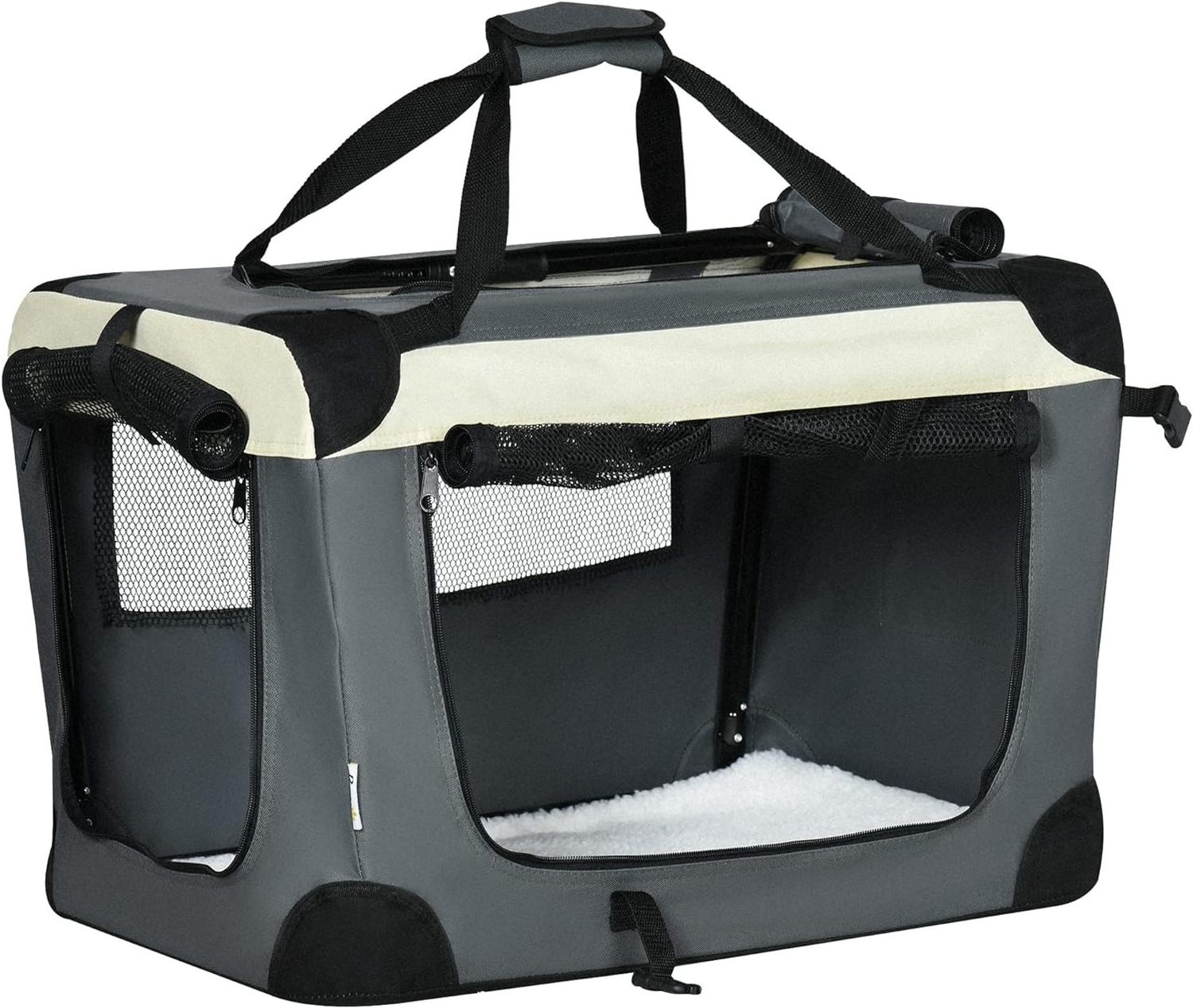 Soft Leather Foldable Pet Carrier Bag Portable and Sustainable Travel Dog Crate and Cat Carrier