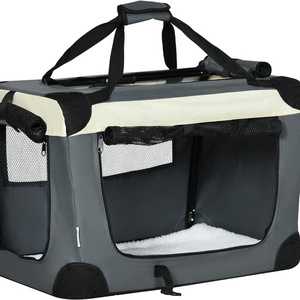 Soft Leather Foldable Pet Carrier Bag Portable and Sustainable Travel Dog Crate and Cat Carrier