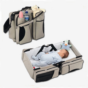 Multi-Function Baby Diaper Changing Bag  Travelling Mummy Bag Baby Changing Station Portable Bed Folding Baby Outside Bag