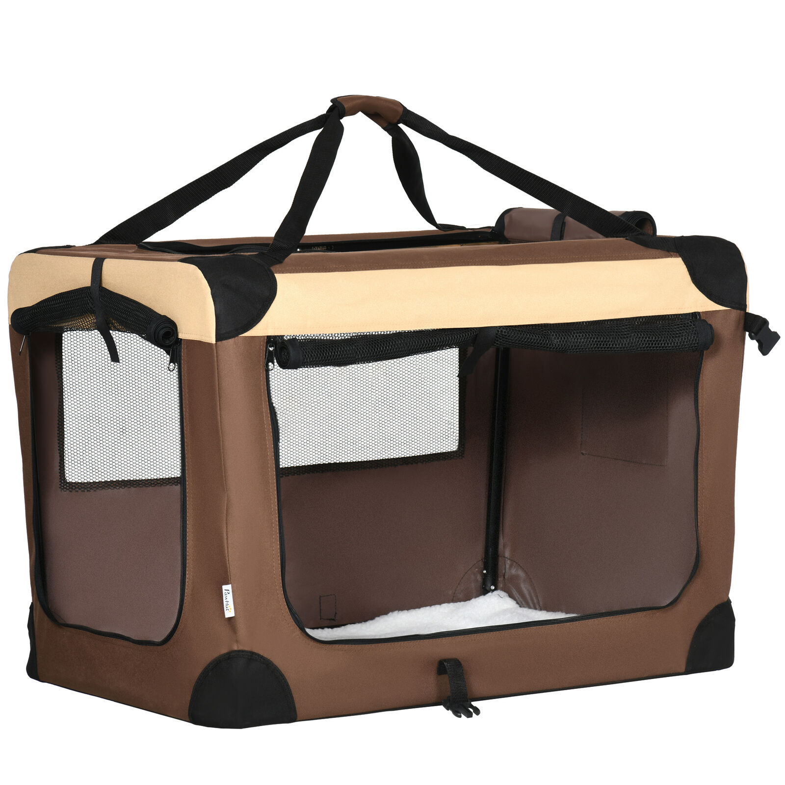 Foldable Pet Carrier Bag Soft Travel Dog Crate for Medium Dogs Brown