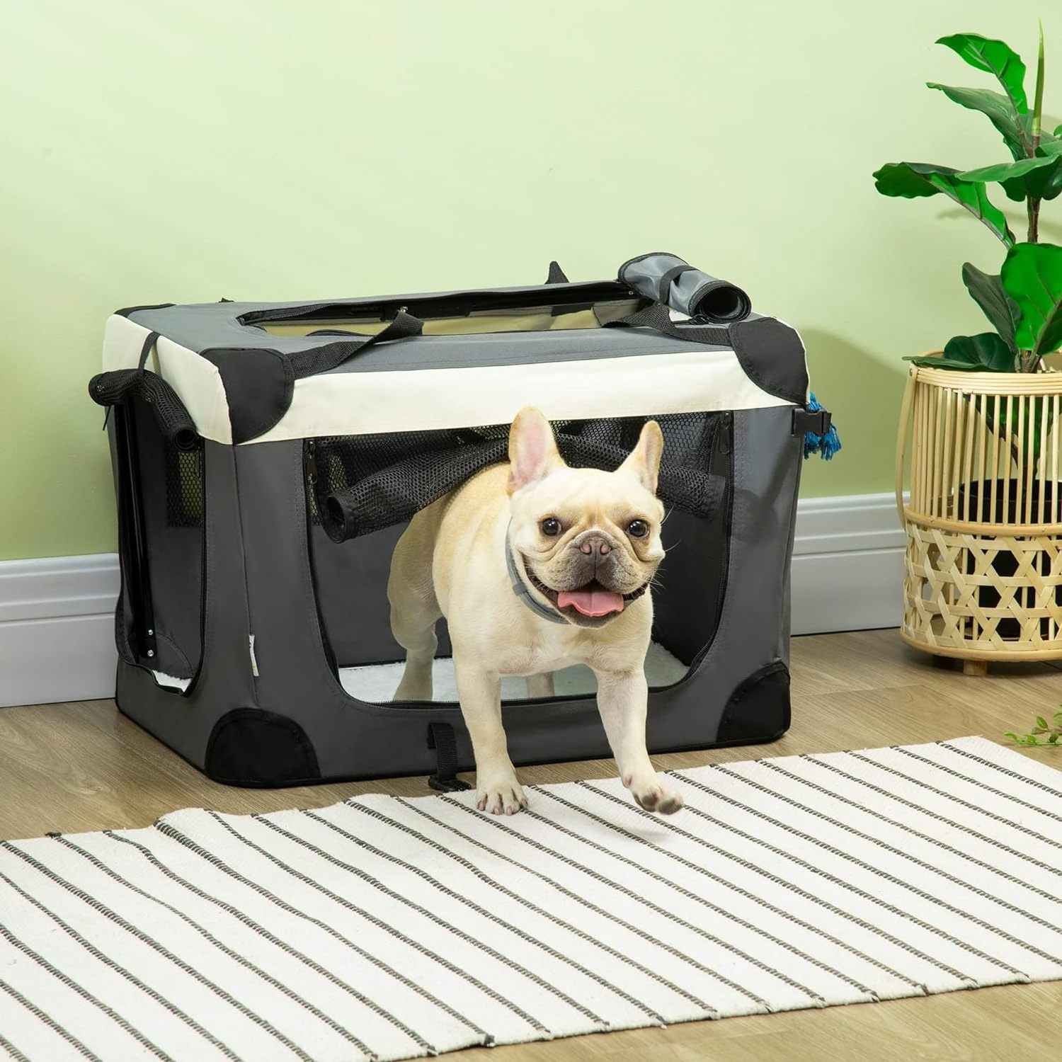 Soft Leather Foldable Pet Carrier Bag Portable and Sustainable Travel Dog Crate and Cat Carrier