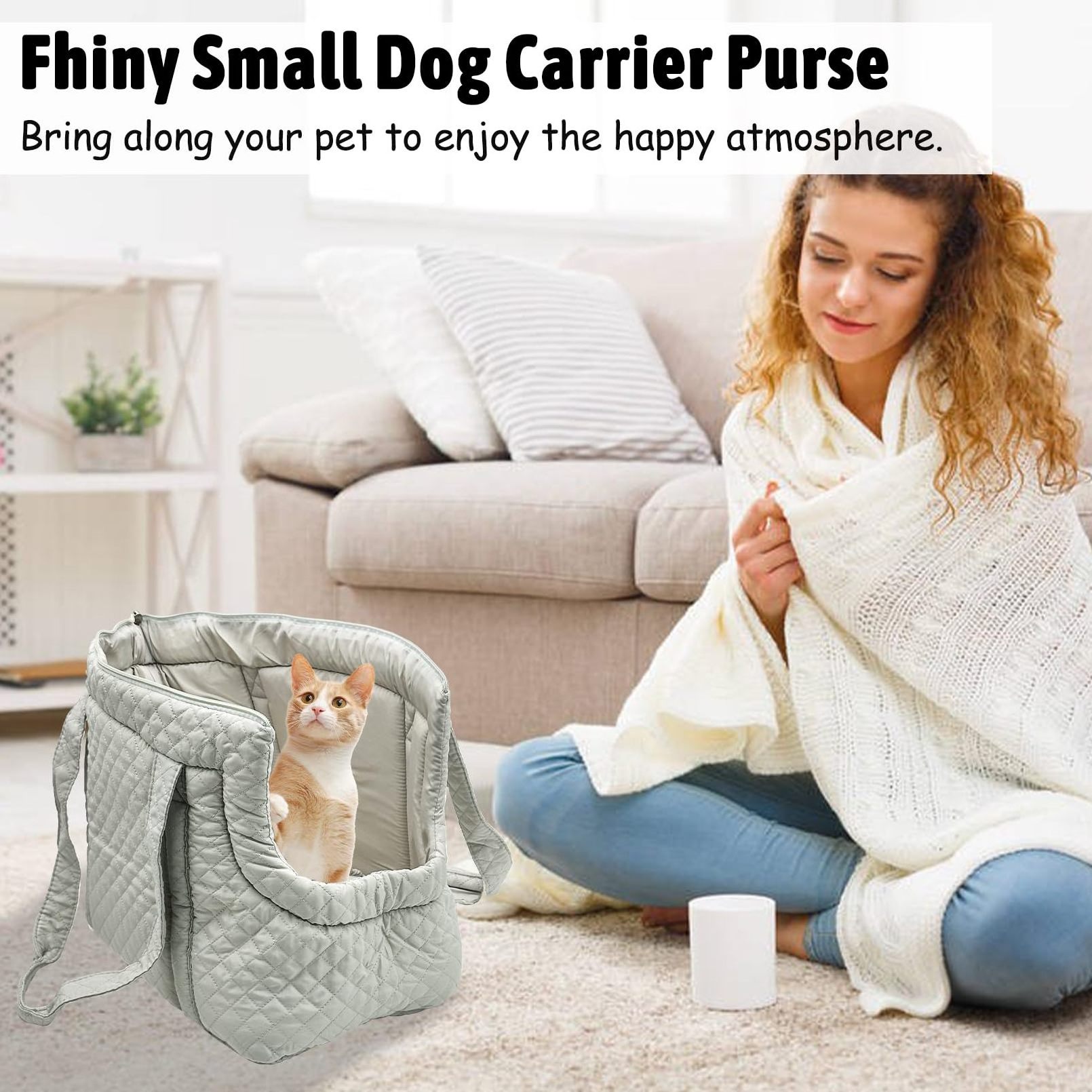 Cat Tote Bag Carrier Breathable Pet Carrier Bag Soft Sided Foldable Kittens Puppy Rabbits Shopping Travel Gray