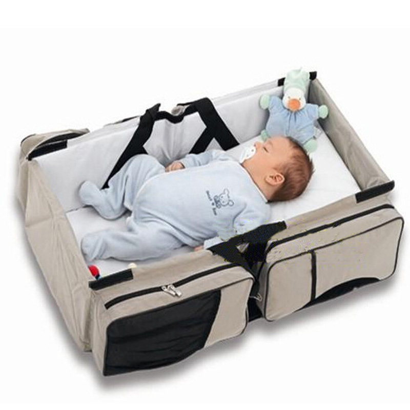 Multi-Function Baby Diaper Changing Bag  Travelling Mummy Bag Baby Changing Station Portable Bed Folding Baby Outside Bag