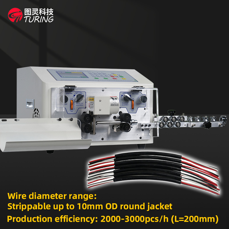 TR-508-HT2/N Automatic High Speed Flat Jacket 2 Layers Electric Motor Winding Cable Wire Cutting and Stripping Machine