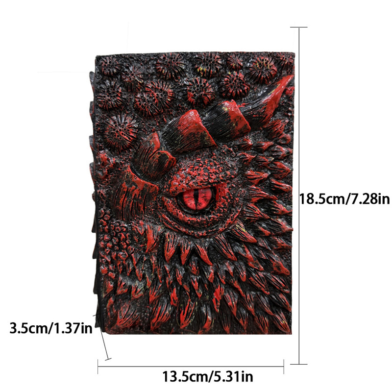 Resin sculpture 3D Dragon Writing Notebook Creative Handmade Retro Dragon's Office decoration ornaments Halloween Gift Crafts