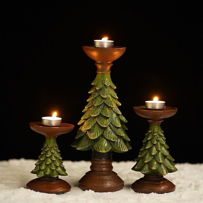 Christmas Party Decorative Cedar Tree Candle Holders Home Balcony Porch Tabletop Decor Ornament Green Candlesticks Candleholder