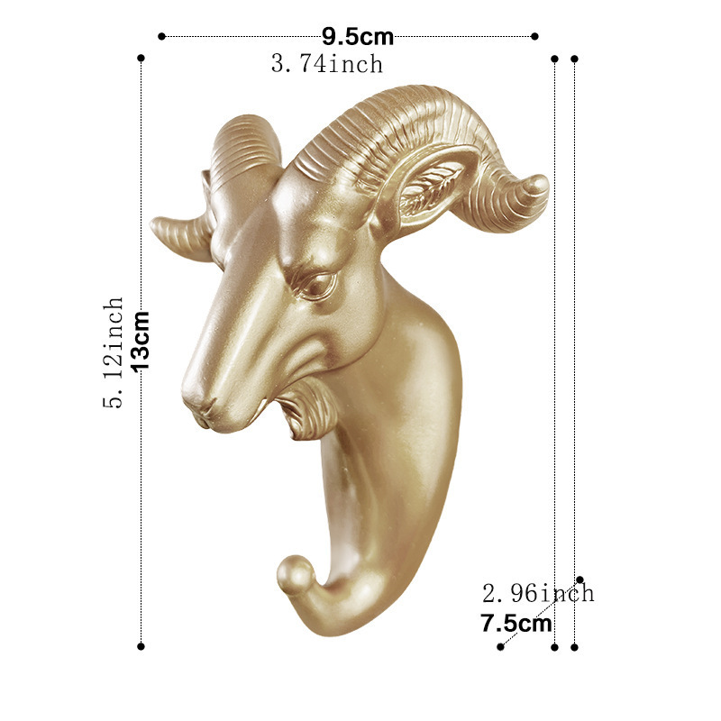 Free Design Animal Head Creative Fashion Rhino Elephant Deer Sheep Head Wall hanger Gold Resin Sculpture Animal Head Wall hang