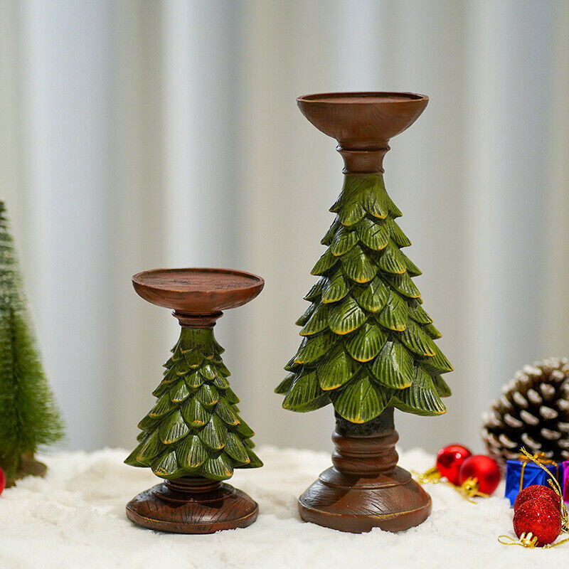 Christmas Party Decorative Cedar Tree Candle Holders Home Balcony Porch Tabletop Decor Ornament Green Candlesticks Candleholder