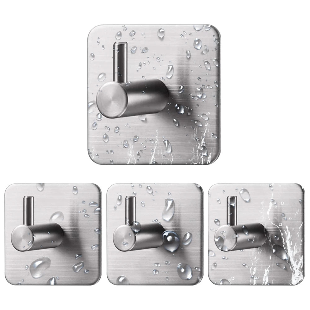 Self-adhesive Towel Hooks Wall Stickers Stainless Steel Hook Hanging Robe Hanger For Bathroom Organizer Shower Accessories