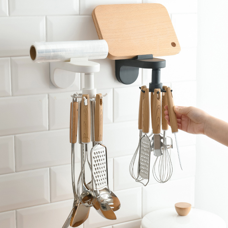 Hot selling kitchen can rotate 6 claw storage hook household multi-functional kitchen utensils storage rack