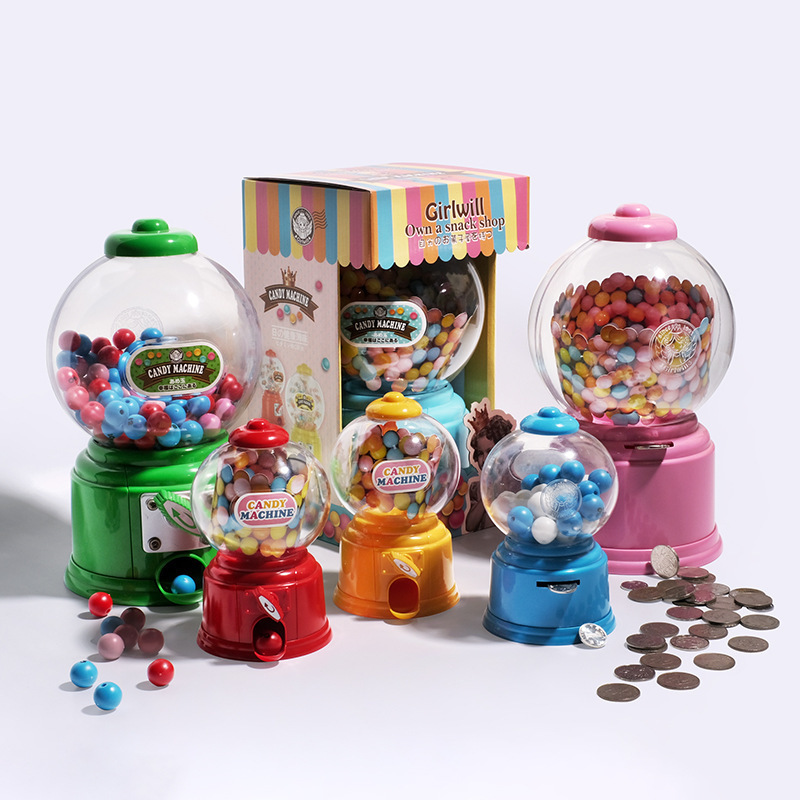 Cute Sweet Mini Candy Machine Children Bank Toys Dispenser Coin Saving Box Piggy Bank Home Decor Kids Plastic Candy Toys