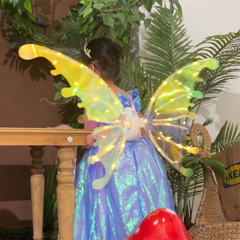 2023 Hotsell New Technology Electric DIY Butterfly wings Girls Butterfly Angel Wing Costume Set Stage Props luminous fairy wings