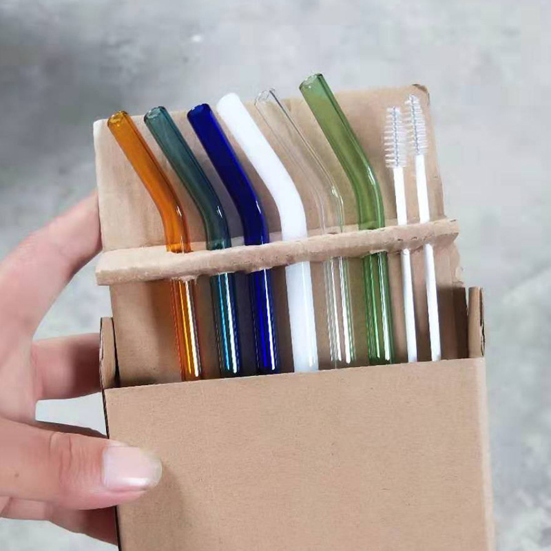 200*8mm Food Grade Reusable High Borosilicate  Glass Straws Smoothie Drinking Straws for Milkshakes, Frozen Drinks