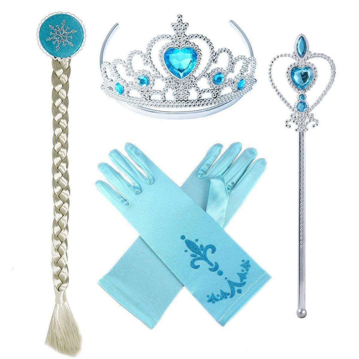 7pcs/set Princess Dress up Accessories Set with Princess Gloves Tiara Crown Magic Wand Necklaces Bracelet Earring Ring