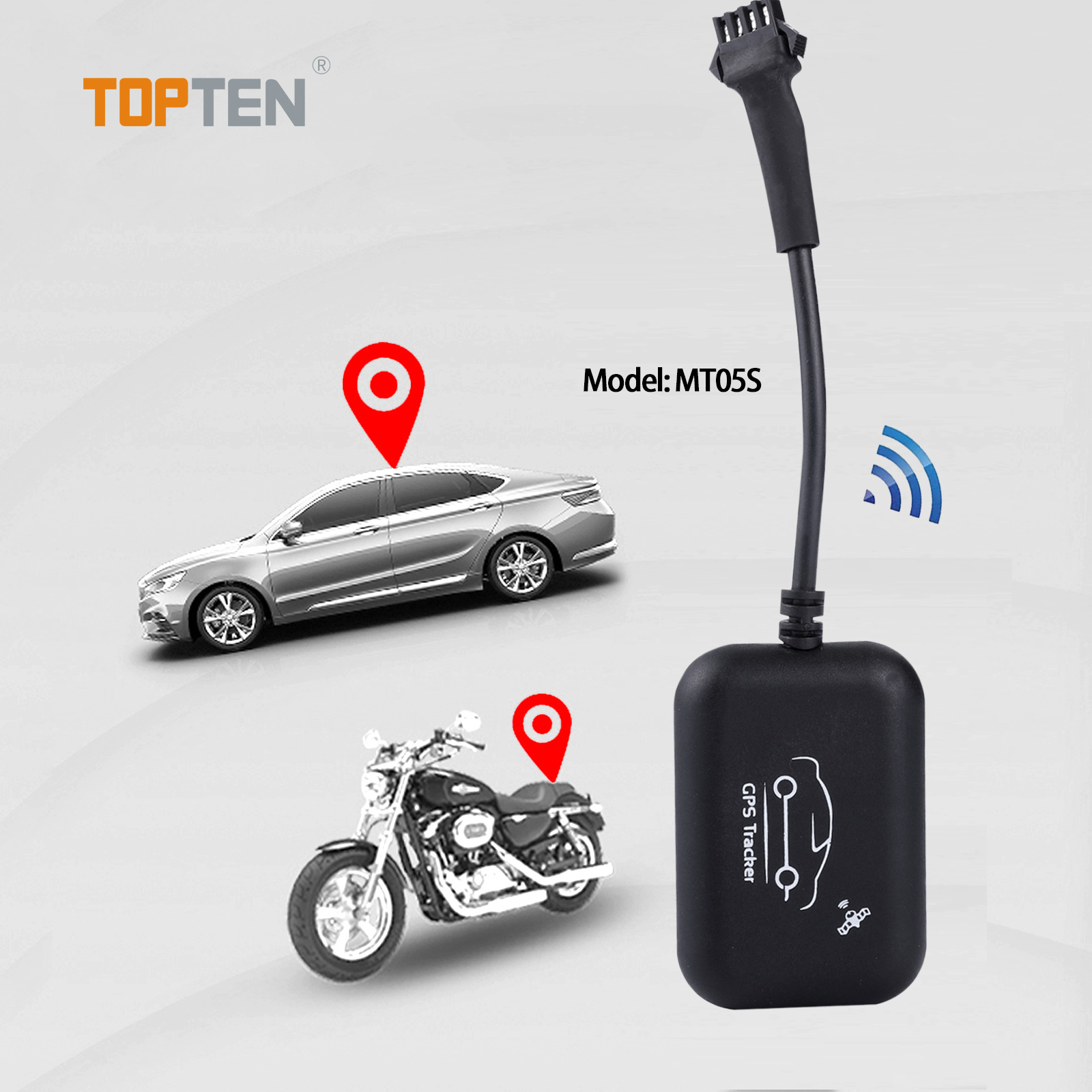 TOPTEN Manufacturer Mini GPS Tracker MT05S, Waterproof Car Alarm with SOS in Stock(TN)