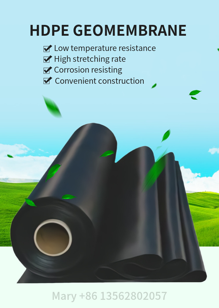 High Tensile Strength 1.0mm 2.0mm  Hdpe Geomembrane Pond Liner